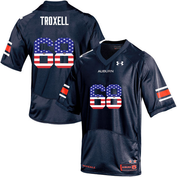 Auburn Tigers Men's Austin Troxell #68 Navy Under Armour Stitched College USA Flag Fashion NCAA Authentic Football Jersey RNF3774EY